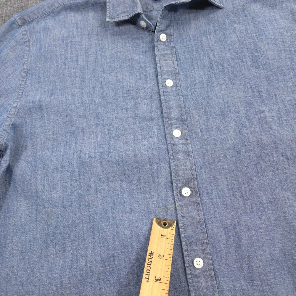 J Crew Chambray Shirt‎ Mens L Tall Blue Classic Fit Long Sleeve Button Up Preppy